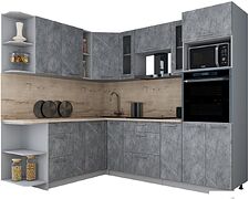 Готовая кухня Интерлиния Мила Gloss 1.88x2.4 левая (керамика/керамика/травертин серый) Готовая кухня Интерлиния Мила Gloss 1.88x2.4 левая (керамика/керамика/травертин серый)