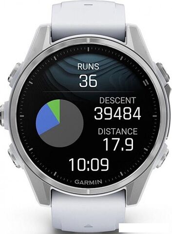 Умные часы Garmin Fenix 8 43мм (серебристый, белый ремешок)