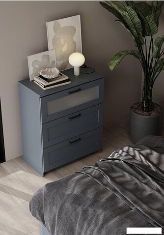 Комод Mio Tesoro Нави 3 ящика 2.15.02.020.4 (серый, со стеклом)