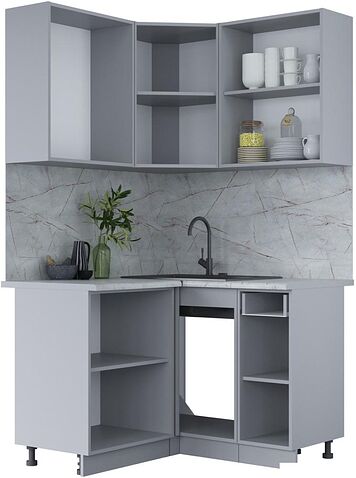 Готовая кухня Интерлиния Мила Лайт 1.2x1.2 (бетон лайт/антрацит/опал светлый)