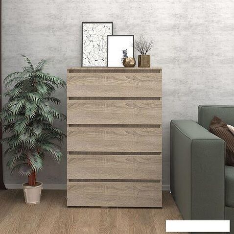 Комод Кортекс-мебель Бари 80 5ш (дуб сонома/дуб сонома/дуб сонома)