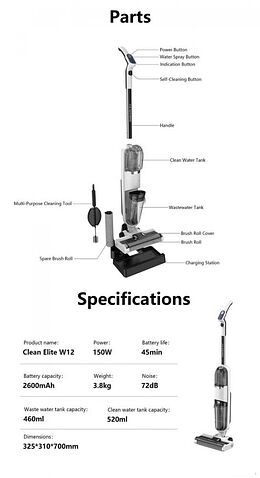 Вертикальный пылесос с влажной уборкой Redkey Cordless Wet Dry Vacuum Cleaner W12