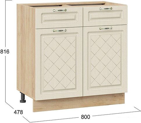 Шкаф напольный Трия Бьянка 1Н8Я1 (дуб крафт золотой/дуб ваниль)