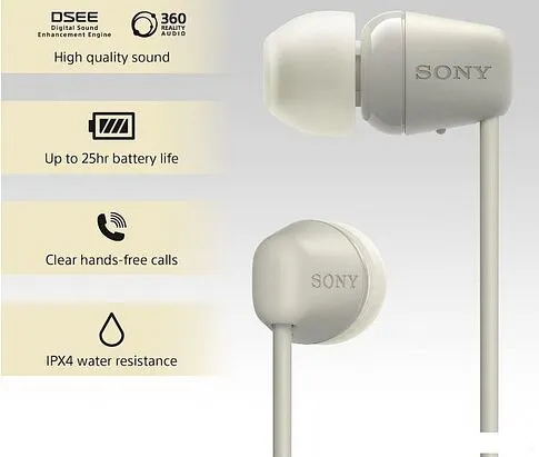 Наушники Sony WI-C100 (бежевый)