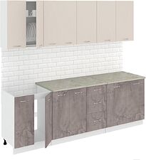 Кухня Кортекс-мебель Корнелия Лира 2.4м (капучино/оникс/марсель)