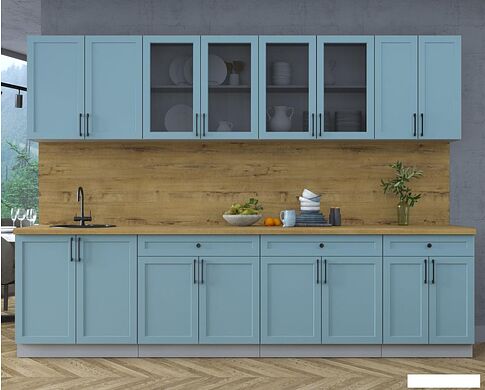 Готовая кухня Интерлиния Тренд 3.0А (океан/океан/дуб бунратти)