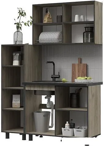 Готовая кухня Стендмебель Эдинбург 1.4 с пеналом (железный камень/дуб крафт серый)