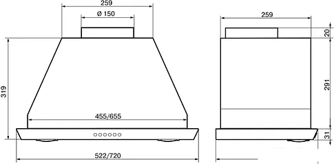 Кухонная вытяжка Elikor Врезной блок 72Н-1000-Э4Д (нержавеющая сталь)