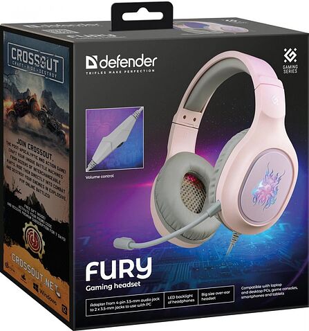 Наушники Defender Fury (розовый)