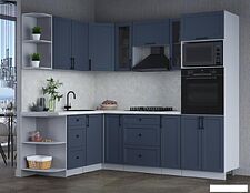 Готовая кухня Интерлиния Тренд 1.68x2.4 ВТ левая (индиго/индиго/опал светлый)
