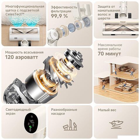 Пылесос Dreame Cordless Vacuum Cleaner R10s VZV22A (евровилка, белый)