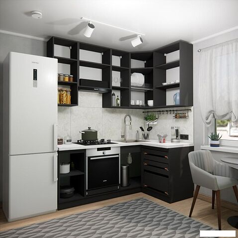 Готовая кухня ВерсоМебель Эко Премиум 1.2x2.0 правая (кашемир/ст. мрамор лацио)