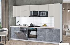 Готовая кухня Интерлиния Мила Gloss 3.1-ПМ2 (керамика/кашемир/травертин серый)