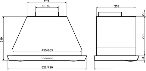 Кухонная вытяжка Elikor Врезной блок S4 52Н-700-Э4Д (нержавеющая сталь)