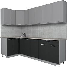 Угловая кухня Интерлиния Мила Лайт 1.2x2.5 (серебро/антрацит)