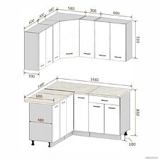 Готовая кухня Кортекс-мебель Корнелия Лира 1.5x1.5 (дуб сонома/венге/марсель)