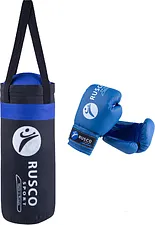 Набор для бокса детский Rusco Sport 6oz (черный/синий)