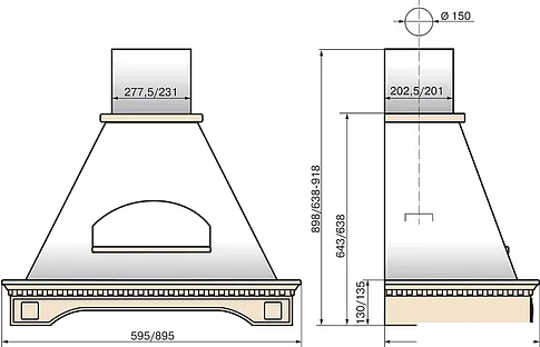 Кухонная вытяжка Elikor Бельведер Флореале 60П-650-П3Д (бежевый/дуб неокрашенный)