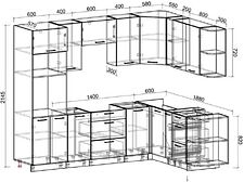 Готовая кухня Интерлиния Мила Лайт 1.88x2.6 правая без столешницы (белый платинум/бетон)