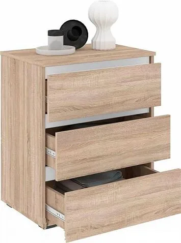 Комод Кортекс-мебель Бари 60 3ш (дуб сонома/дуб сонома/белый)