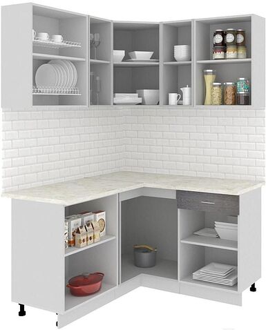 Угловая кухня Кортекс-мебель Корнелия Экстра 1.5x1.4м (дуб сонома/королевский опал)