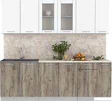 Готовая кухня Интерлиния Мила 23 (белый платинум/дуб серый/малага)