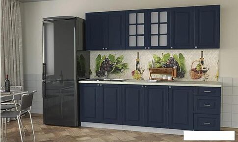 Готовая кухня Интерлиния Мила Деко 2.4А (индиго/индиго/опал светлый)