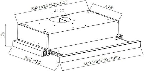Кухонная вытяжка Weissgauff TEL 600 2M Black Glass