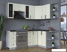 Готовая кухня Интерлиния Тренд 1.5x2.1 правая (белый/белый/кастилло темный)