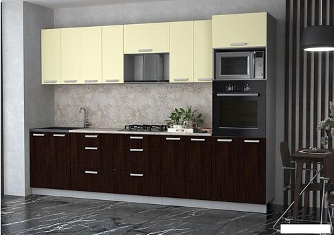 Готовая кухня Интерлиния Мила Лайт 3.0 ВТ (ваниль/дуб венге/малага)