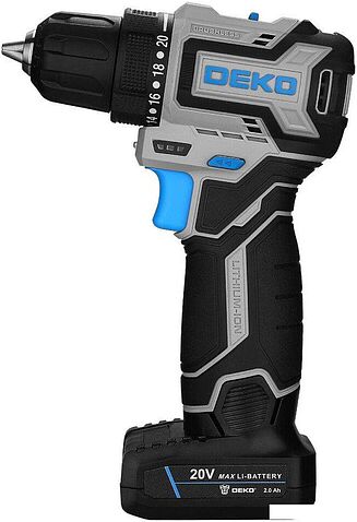 Дрель-шуруповерт Deko Sharker 20V PRO 084-1035 (с 2-мя АКБ, кейс)