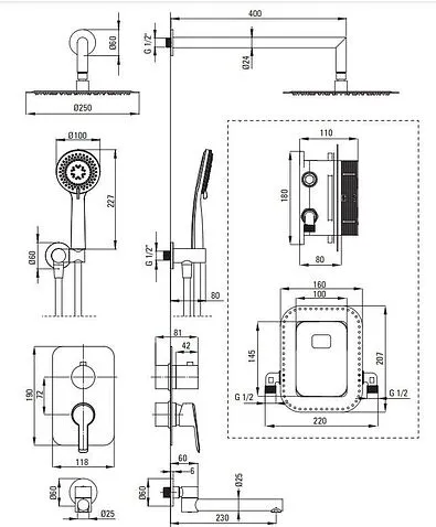 Душевая система  Deante Arnika Titanium BXYYDQAM (титан)