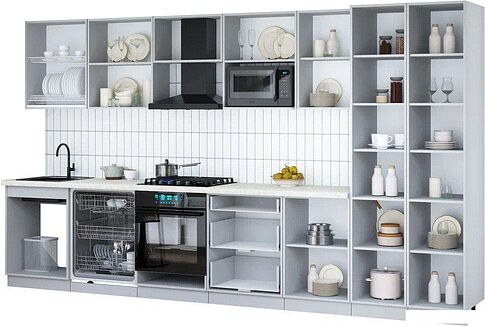 Готовая кухня Интерлиния Мила Gloss 3.7-ПМ2 (асфальт глянец/красный глянец/кастилло темный)