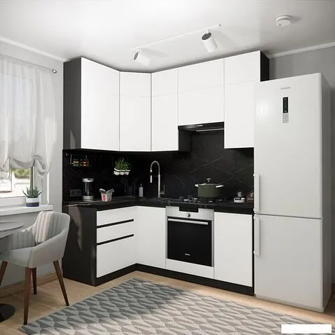 Готовая кухня ВерсоМебель Эко Премиум 1.2x2.0 левая (белый фасадный/ст. тунис)