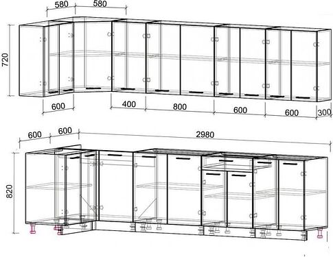 Готовая кухня Интерлиния Мила Лайт 1.2x3.0 без столешницы (белый платинум/дуб золотой)