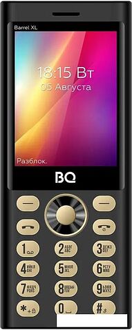 Кнопочный телефон BQ BQ-2832 Barrel XL (черный/золотистый)
