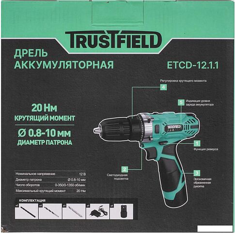 Дрель-шуруповерт Trustfield ETCD-12.1.1 (с 1-им АКБ)