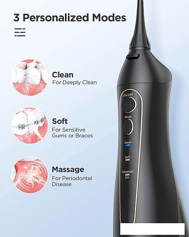 Ирригатор Fairywill 5020E (черный, 8 насадок)