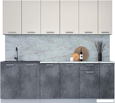 Готовая кухня Интерлиния Мила Лайт 2.3 (персидский жемчуг/бетон портленд/серый каспий)