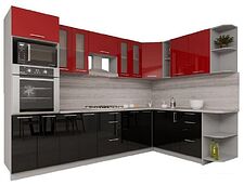 Готовая кухня Интерлиния Мила Gloss 1.88x2.8 правая (красный-черный)