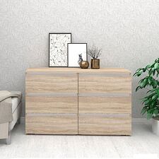 Комод Кортекс-мебель Бари 120 6ш (дуб сонома/дуб сонома/белый)