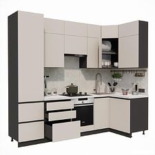 Готовая кухня ВерсоМебель Эко Премиум 1.2x2.7 правая (кашемир/ст. мрамор лацио)