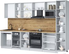 Готовая кухня Интерлиния Мила Лайт 3.1-ПМ4 (бетон/антрацит/опал светлый)