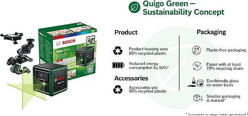 Лазерный нивелир Bosch Quigo Green 0603663C02 (с зажимом MM2 и переходником)