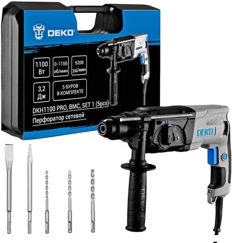 Перфоратор Deko DKH1100 PRO 081-1048 (оснастка, кейс)
