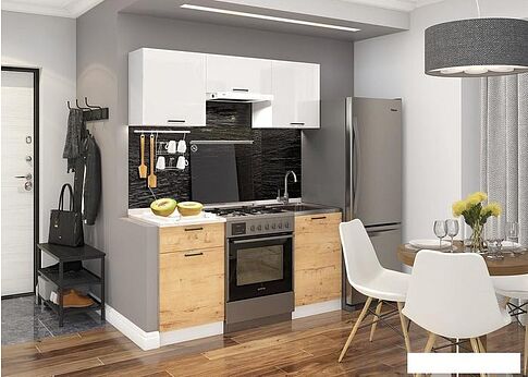 Готовая кухня ДСВ Дуся-2 1.6 (белый бриллиант/дуб бунратти)