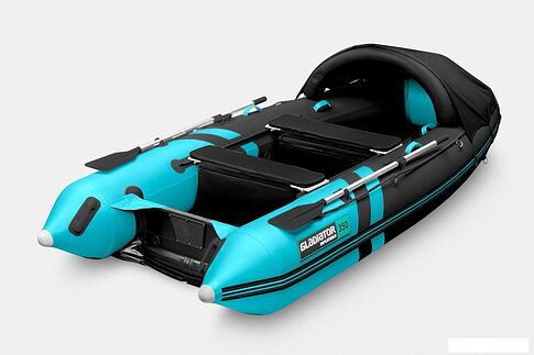 Моторно-гребная лодка Gladiator E350PRO (черный/бирюзовый)