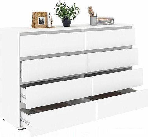 Комод Кортекс-мебель Бари 160 8ш (белый/белый/белый)