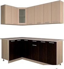Готовая кухня Интерлиния Мила 12x20 (дуб молочный/дуб венге) Готовая кухня Интерлиния Мила 12x20 (дуб молочный/дуб венге)