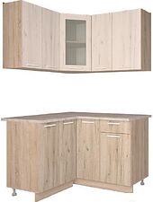 Угловая кухня Интерлиния Мила 12x13 (дуб белый/дуб серый)